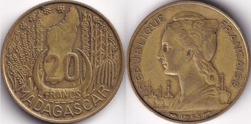 Francs 1953 madagascar - francs,